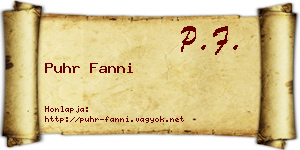Puhr Fanni névjegykártya